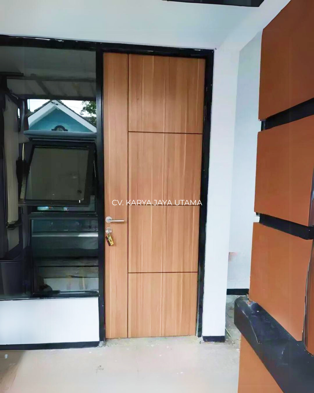 pintu solid wood lapisan HPL motif kayu