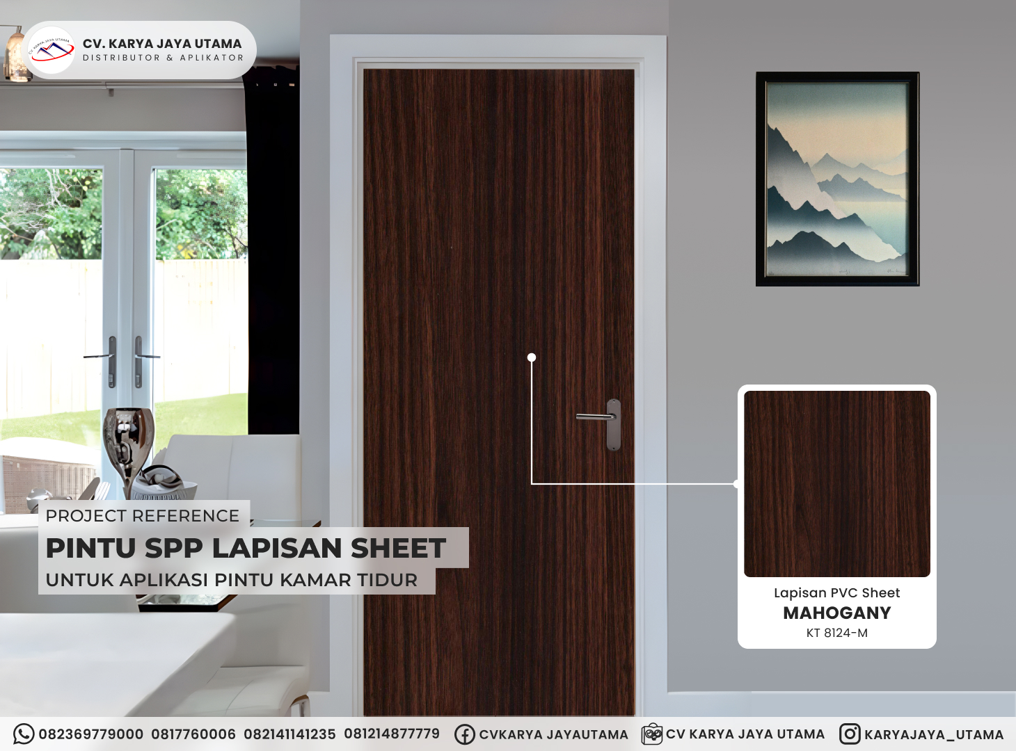 Pintu SPP Lapisan PVC Sheet untuk Proyek Rumah Tinggal