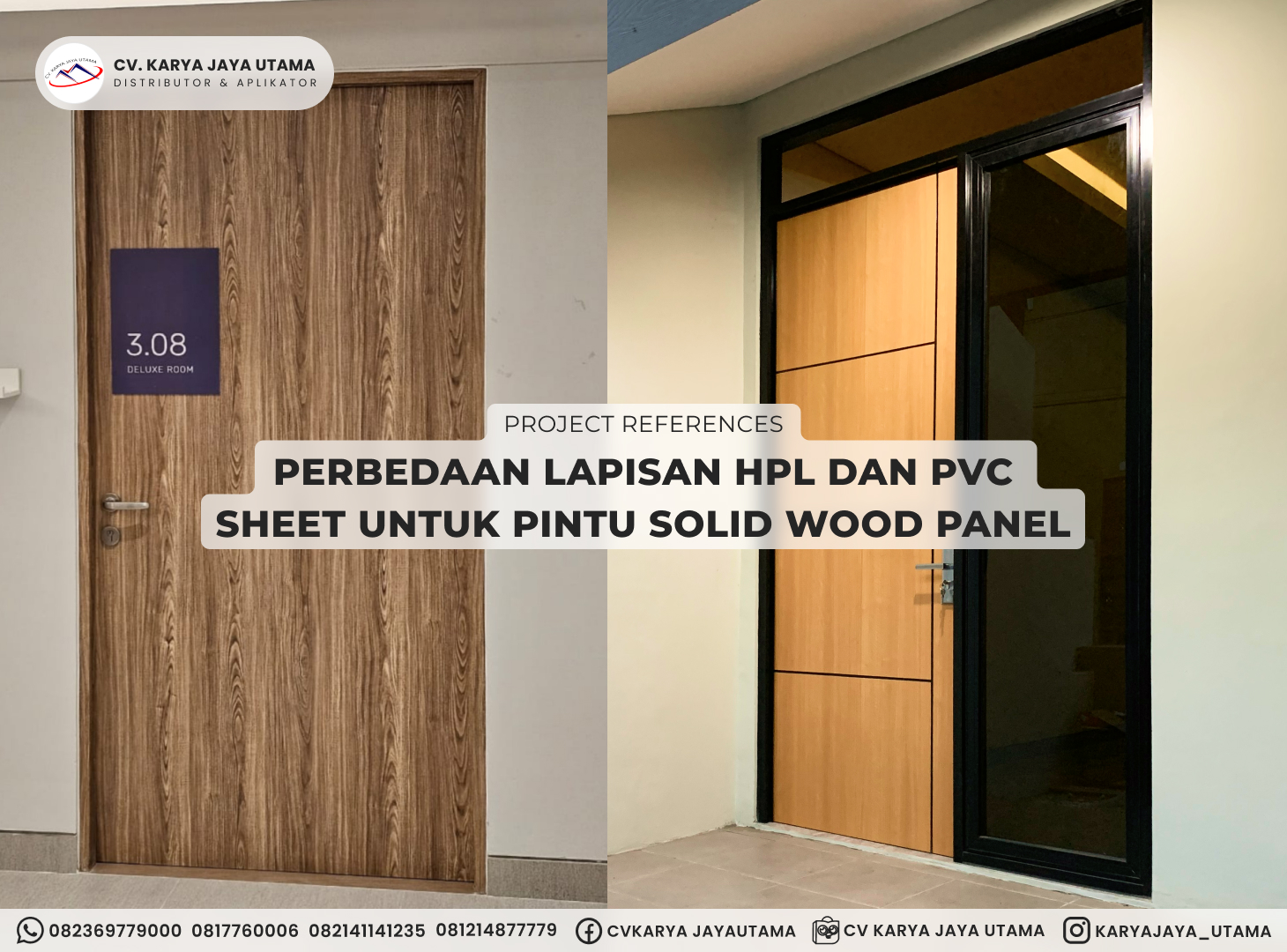 Perbedaan Lapisan HPL dan PVC Sheet untuk Pintu Solid Wood Panel